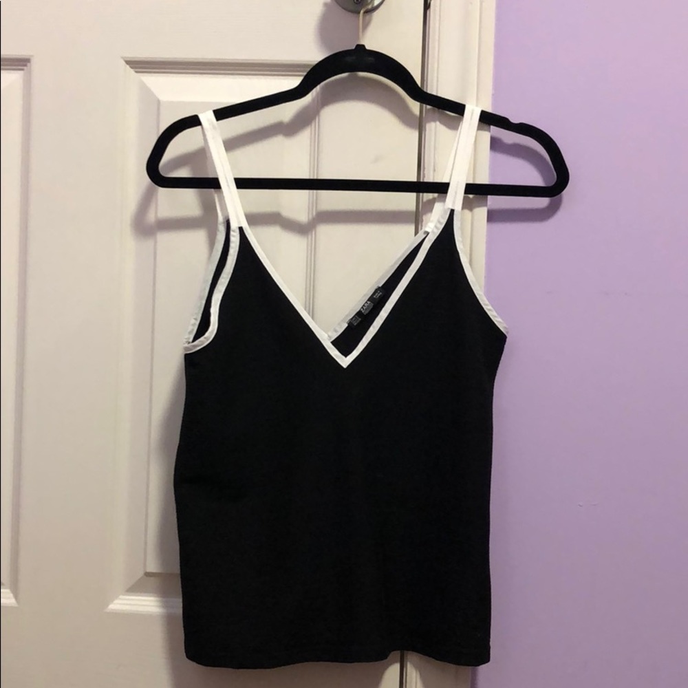 Zara black with white piping tank